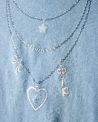 Girls Charm Necklace Short-Sleeve Graphic Tee - Blue