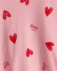 Toddler Girl Heart Long-Sleeve Peplum Top - Pink