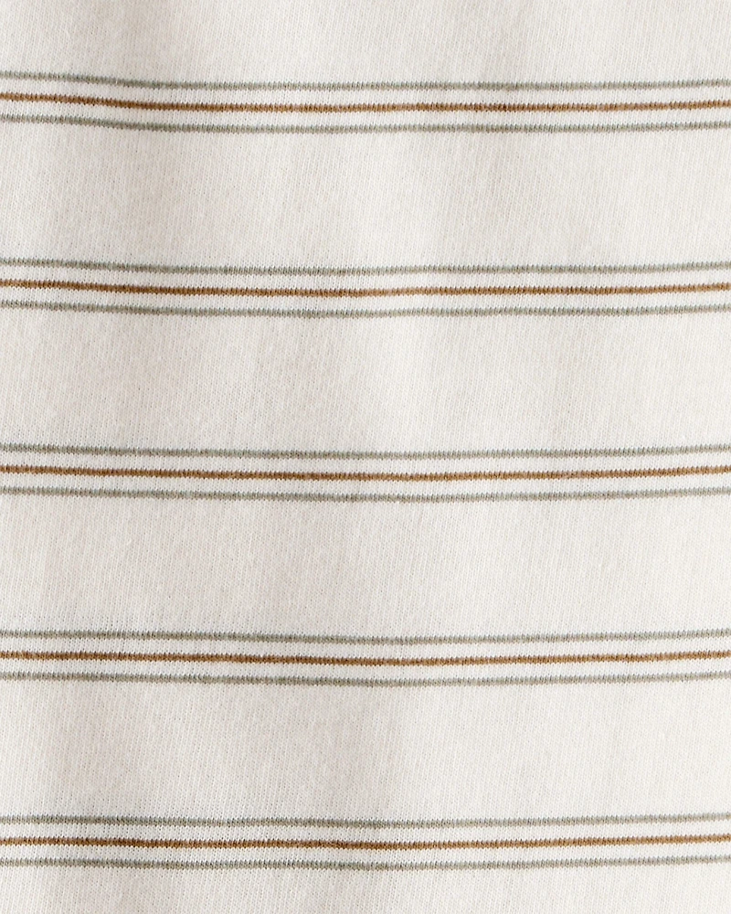 Toddler Boy Striped Short-Sleeve Pocket Tee - Tan
