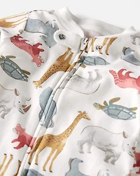 Baby Organic Cotton Sleep & Play Pajamas Wildlife Animals