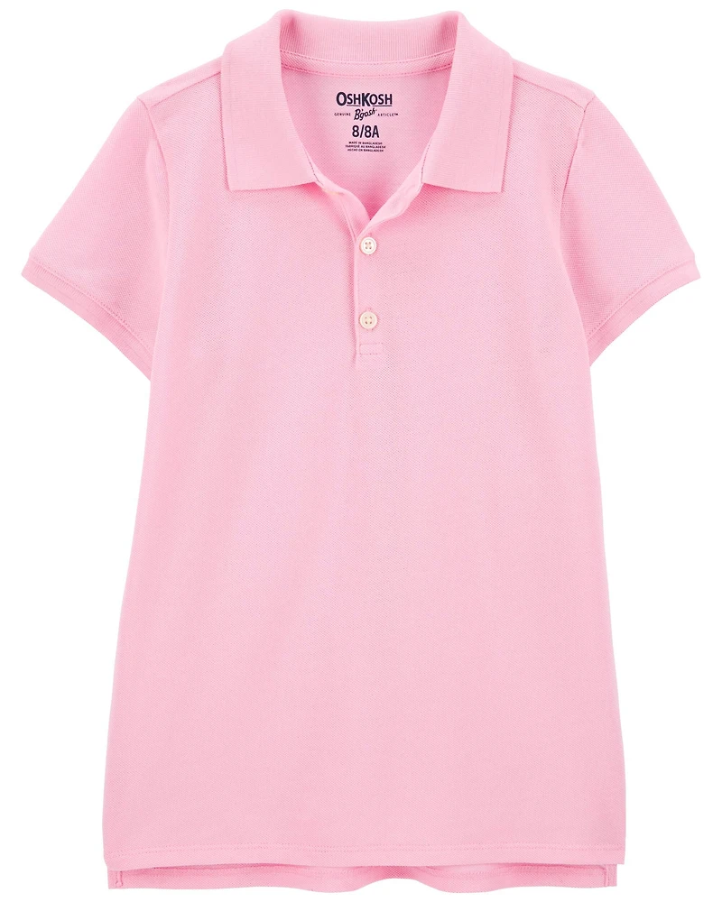 Girls Piqué Polo Shirt - Pink