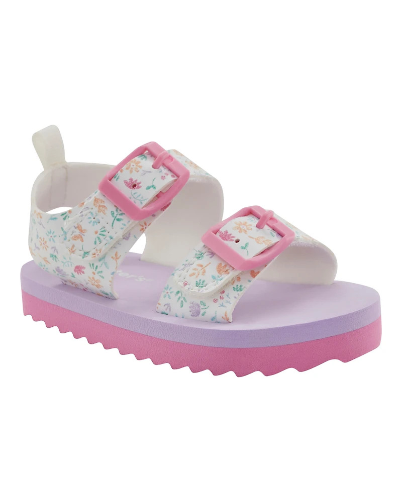 Toddler Casual Floral Sandals - Pink/White