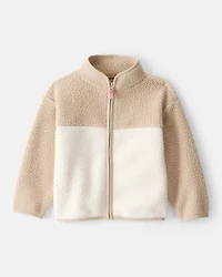 Toddler Girl Color Block Zip-Up Jacket - Brown