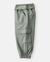 Baby Girl Cotton Cargo Joggers - Green