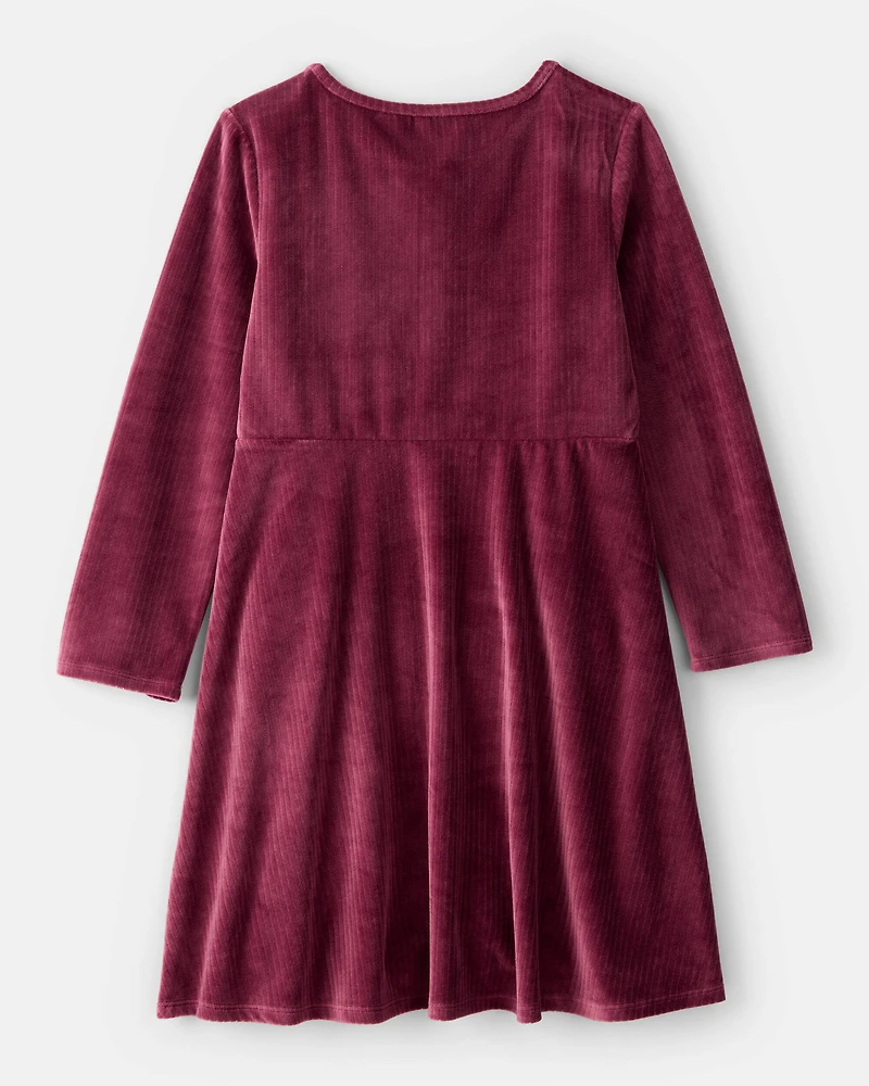 Girls Cozy Rib Dress - Red