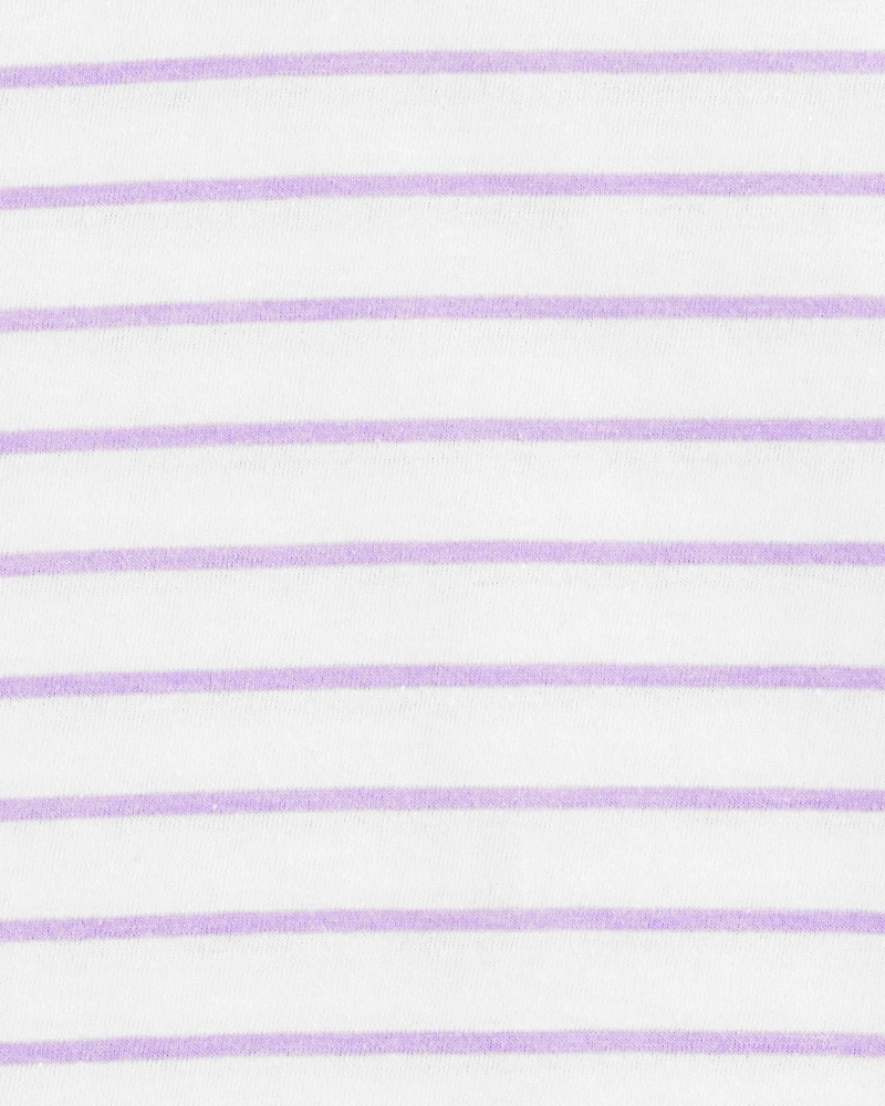 Kid Striped Short-Sleeve Fashion Top - Purple