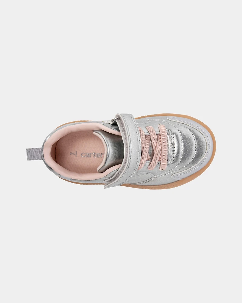 Toddler Girl Athletic Sneakers - Silver/Brown