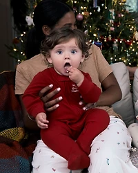 Baby My First Christmas Holiday Red Cotton Sleep & Play Pajamas - Red