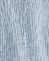 Toddler Organic Cotton Gauze Shortalls in Seal Blue