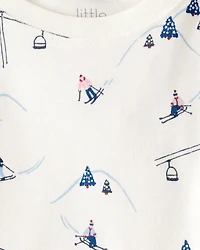 Toddler Organic Cotton Pajamas in Snowy Slopes Print