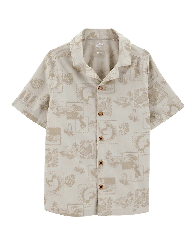 Boys Safari Short-Sleeve Button-Down Shirt - Khaki