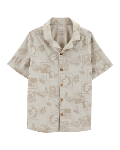 Boys Safari Short-Sleeve Button-Down Shirt - Khaki