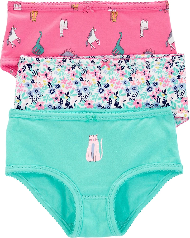 3-Pack Cat Print Brief Stretch Cotton Underwear