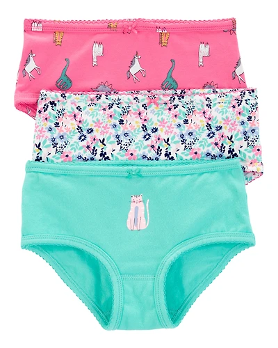 3-Pack Cat Print Brief Stretch Cotton Underwear