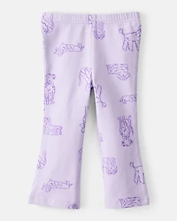 Baby Girl Dog Print Pull-On Flare Stretch Leggings - Purple