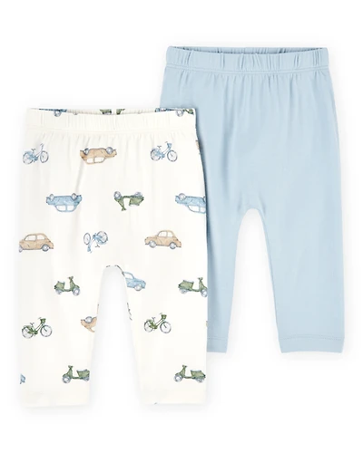 Baby Boy 2-Pack PurelySoft Pull-On Pants - Blue/Ivory