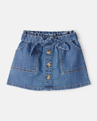 Toddler Girl Button-Down Denim Skirt - Blue
