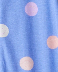 Baby Girl Smiley Face Print 100% Cotton Long-Sleeve Snug Fit 1-Piece Pajamas - Blue