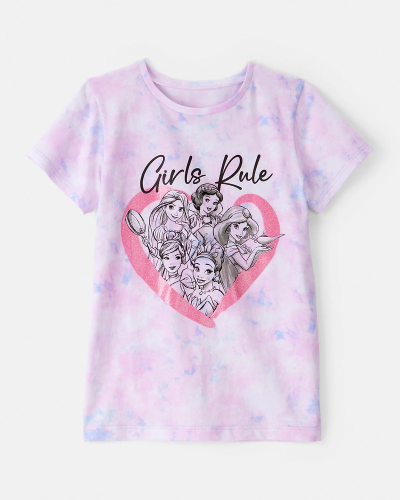 Girls Disney© Princess Rule Tie-Dye Short-Sleeve Graphic Tee - Purple/Pink