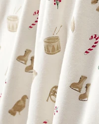 Kid Festive Holiday PurelySoft Long-Sleeve Snug Fit 2-Piece Pajamas - Cream
