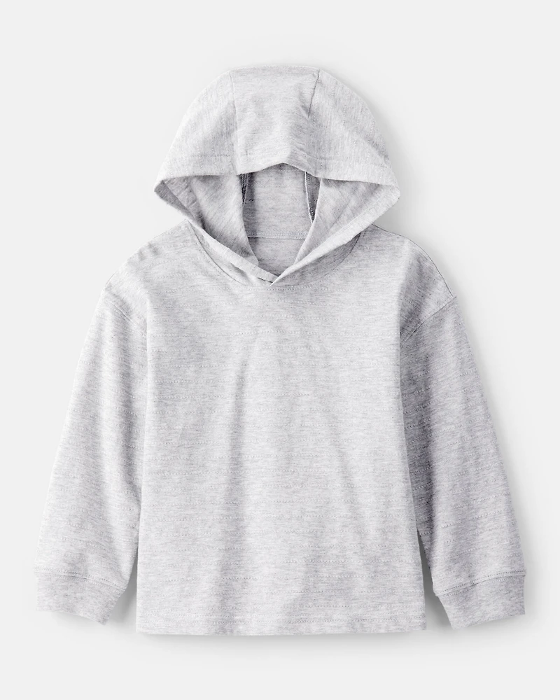 Toddler Boy Cotton Long-Sleeve Hooded Top - Grey