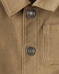 Baby Boy Canvas Long-Sleeve Jumpsuit - Brown
