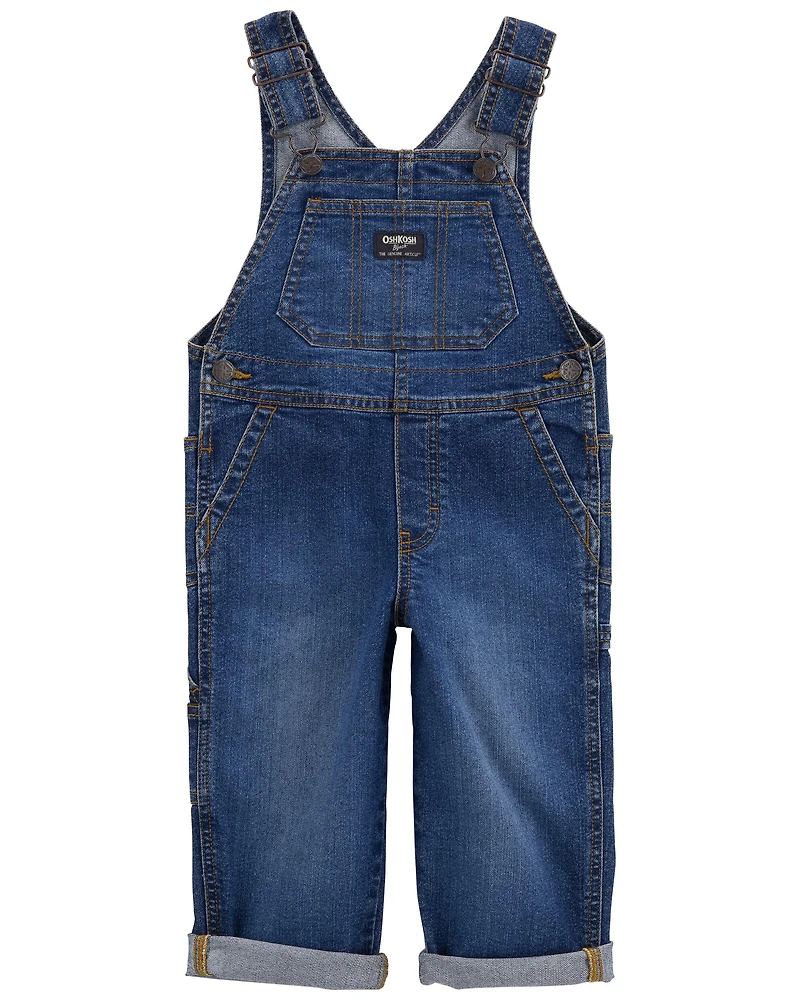 Toddler Stretch Denim Overalls - Dark Wash