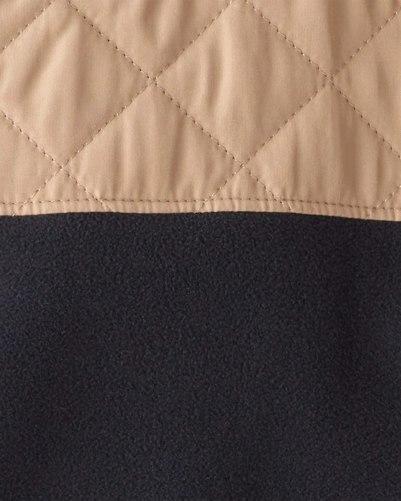 Boys Color Block Zip-Up Jacket - Black