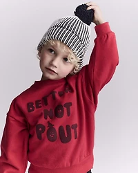 Toddler Striped Pom Pom Beanie - Black/White