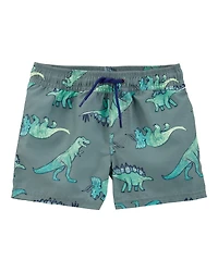 Toddler Boy Dinosaur Swim Trunks - Green