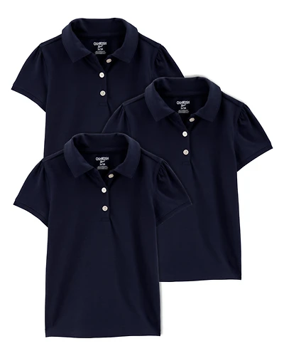 Toddler 3-Pack Pique Uniform Polo Shirts - Navy