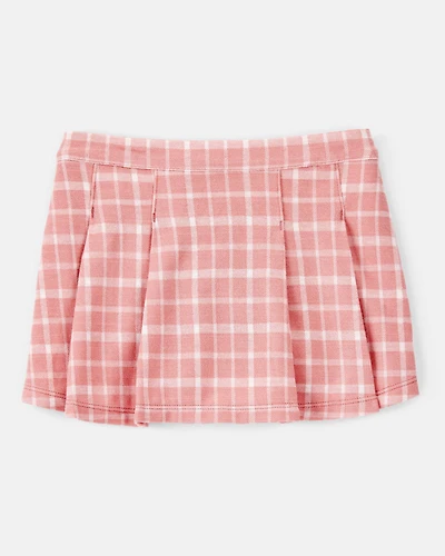 Toddler Girl Plaid Print Knit Skort - Pink