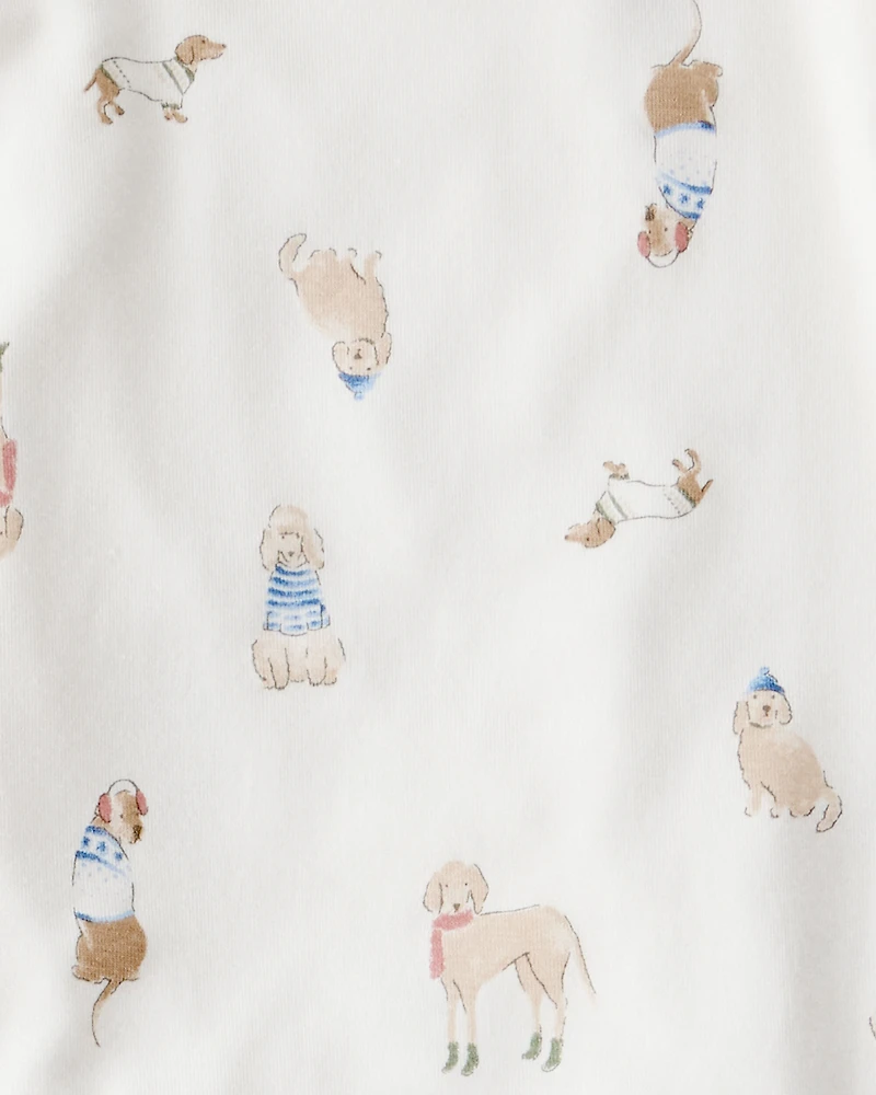 Toddler Dog Loose Fit 2-Piece Pajamas - White