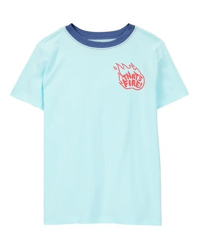 Boys That's Fire Short-Sleeve Graphic Tee - Turquoise