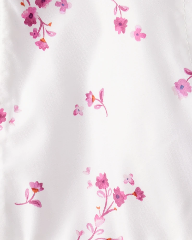 Baby Girl Floral Long-Sleeve Midweight Anorak Jacket - White