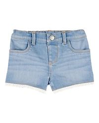 Toddler Eyelet Hem Iconic Denim Short - Daytona Wash