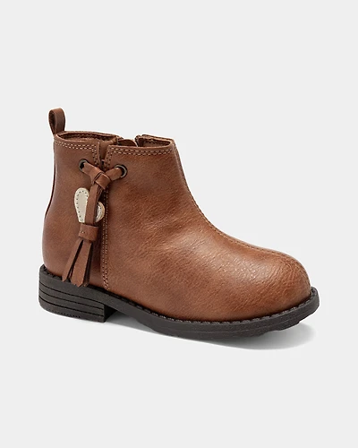 Toddler Girl Tassel Zip-Up Boots - Brown