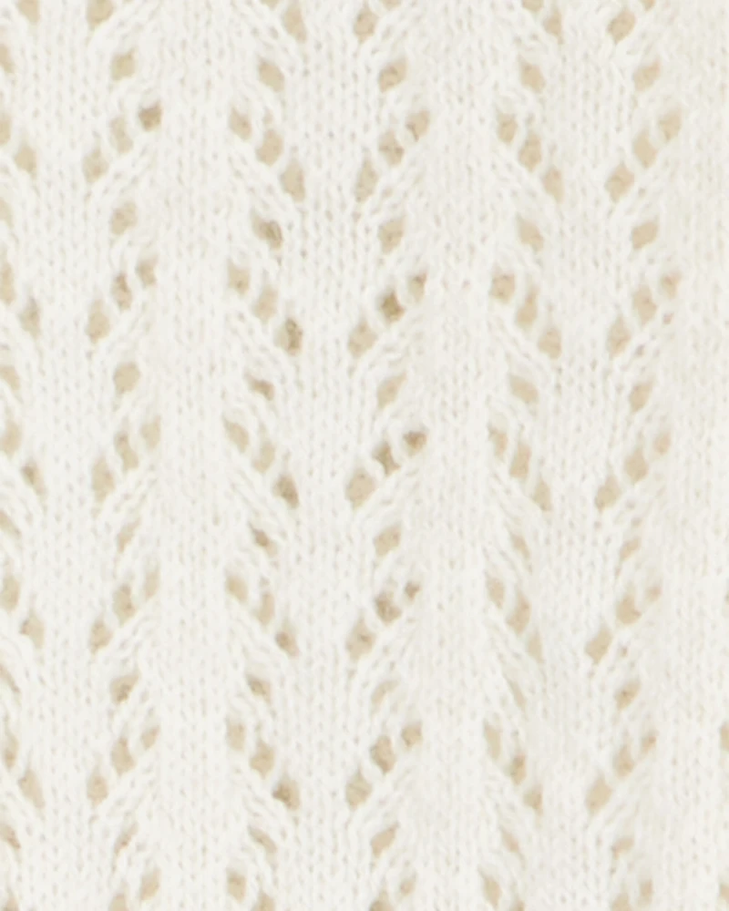 Kid Tie Cardigan Top - White