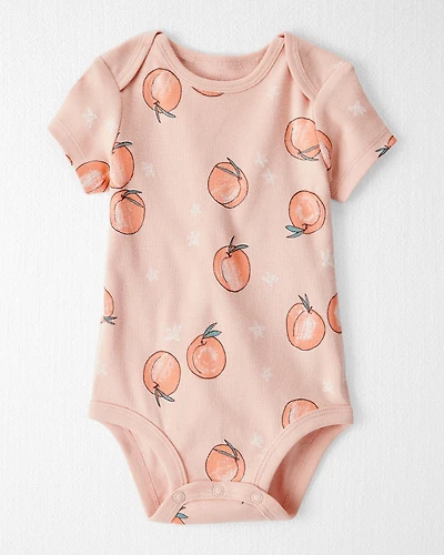 Baby Organic Cotton Bodysuit in Peach Print