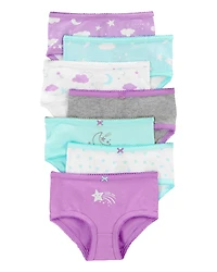 Kid 7-Pack Star and Moon Brief Stretch Cotton Underwear