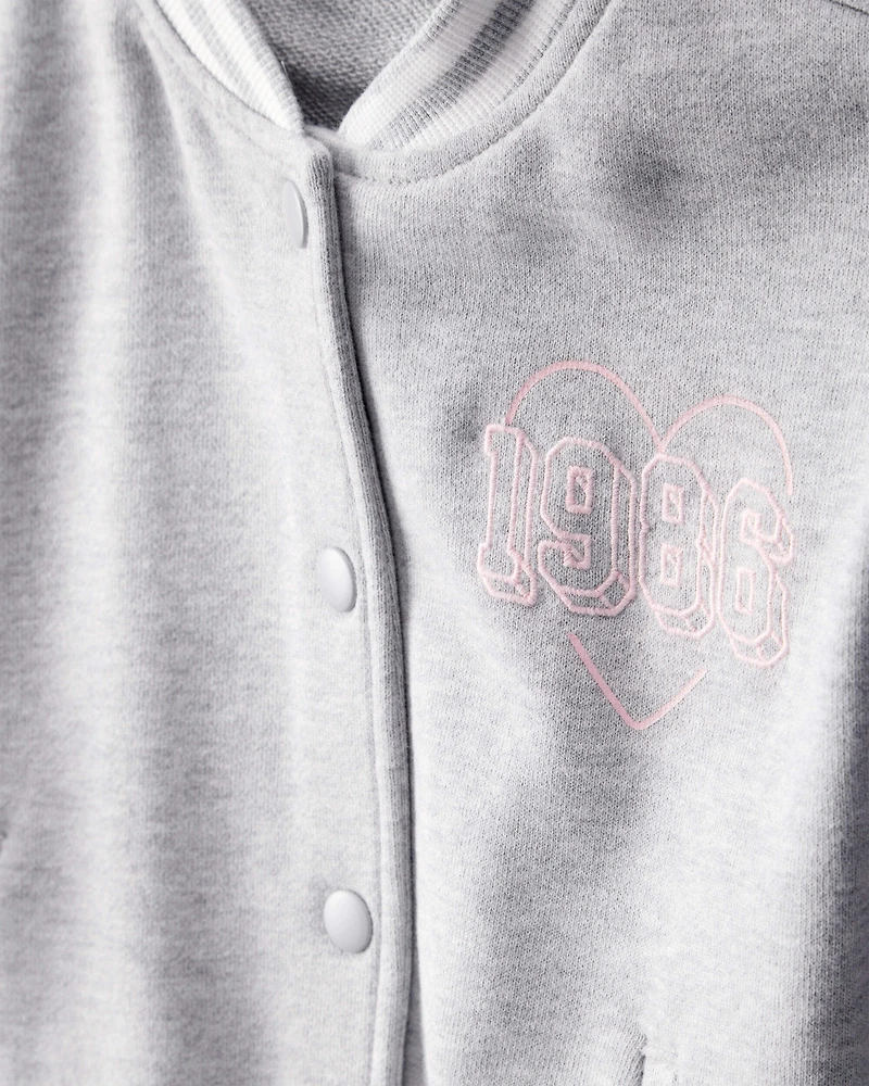Kid 1986 Heart Varsity Jacket - Grey