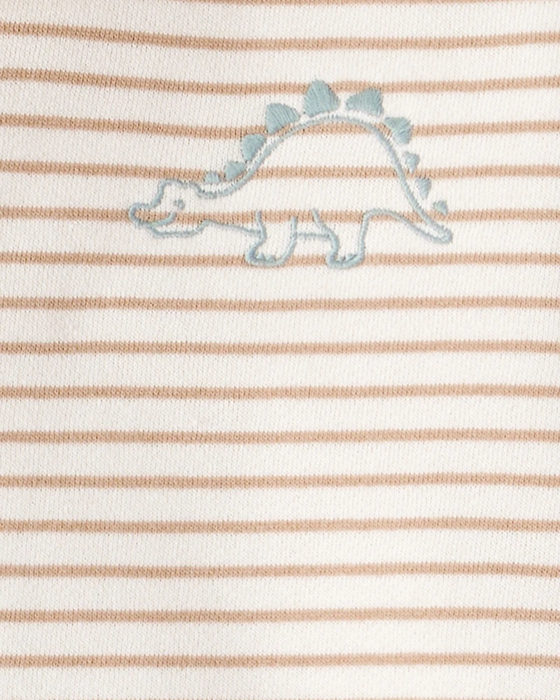 Toddler Boy 2-Piece Dinosaur Hoodie & Pant Set - Cream/Brown