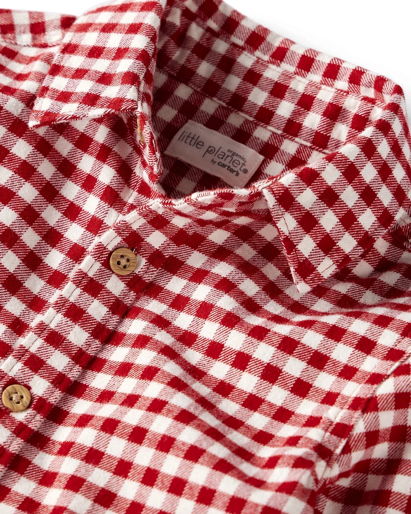Baby Boy Plaid Organic Cotton Button-Front Flannel Shirt