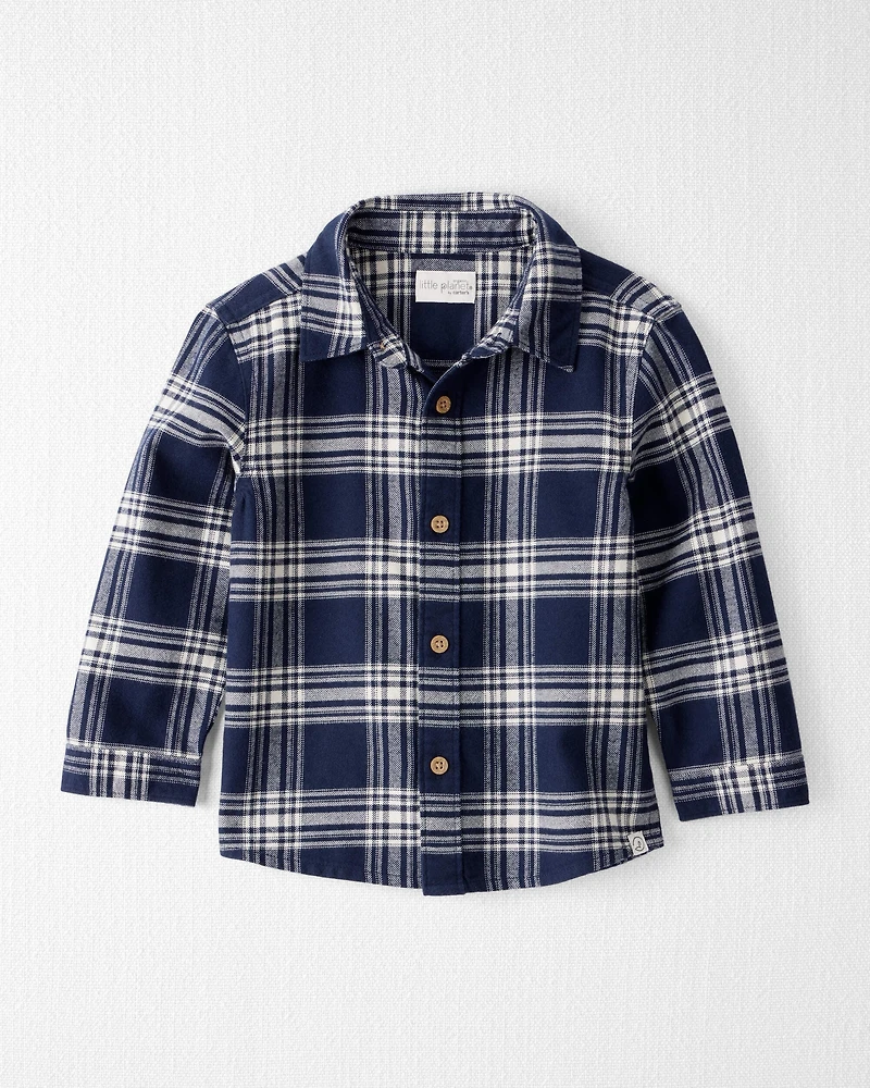 Toddler Organic Cotton Button-Front Flannel Shirt