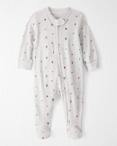 Baby Organic Cotton Sleep & Play Pajamas Nature Icon Print