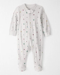 Baby Organic Cotton Sleep & Play Pajamas Nature Icon Print