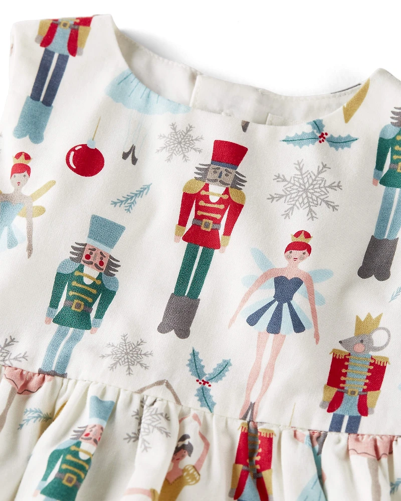 Baby Girl Organic Cotton Dress Nutcracker Print