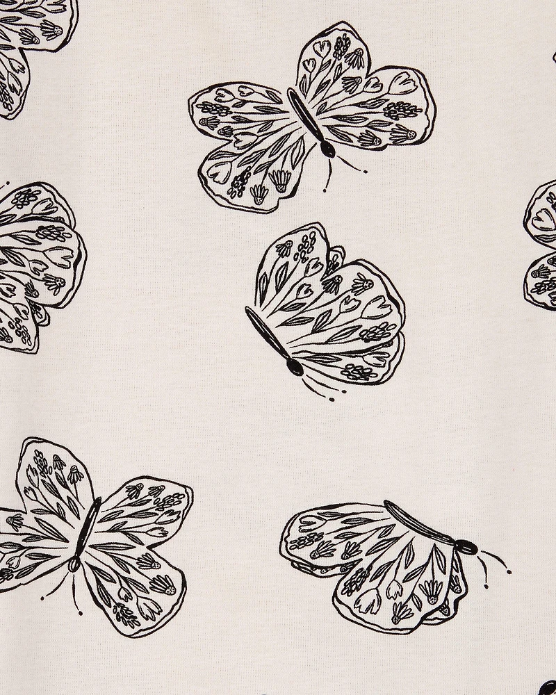 Kid 4-Piece Butterfly 100% Snug Fit Cotton Pajamas - Black/White