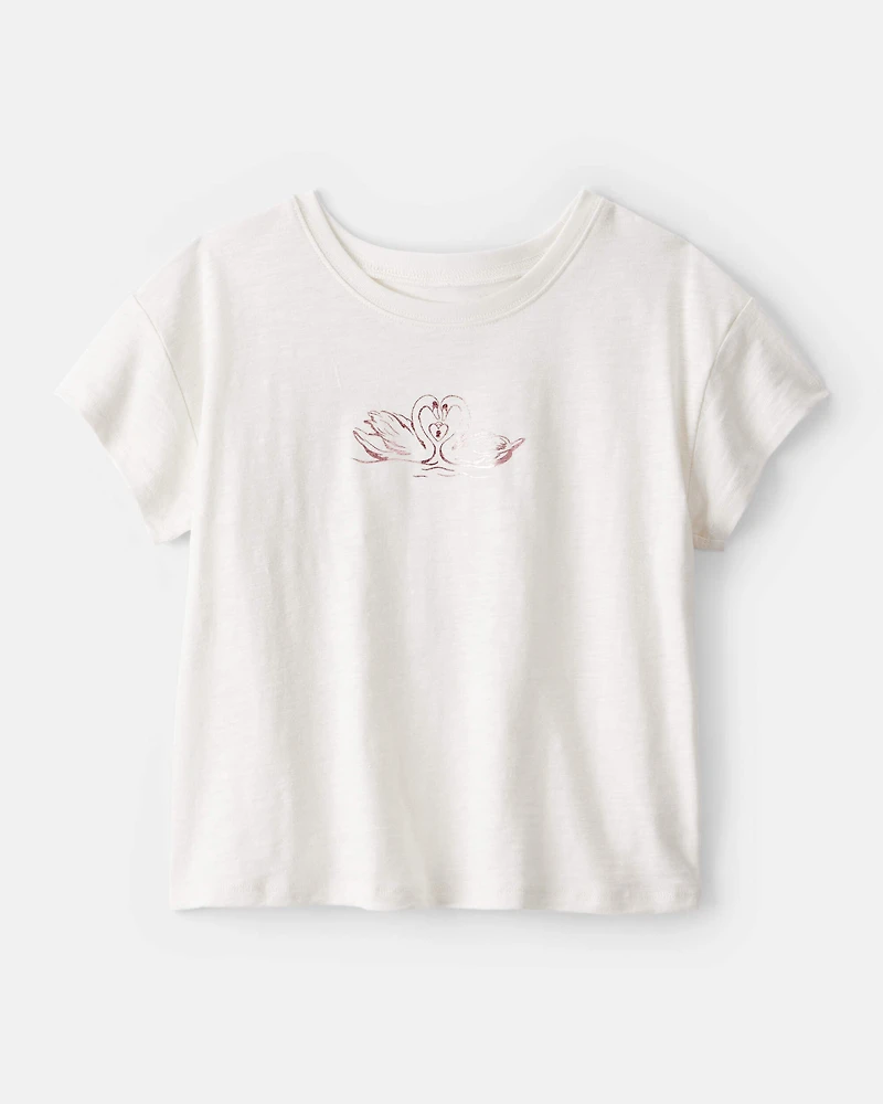 Girls Good Luck Charm Cotton Short-Sleeve Graphic Tee - White