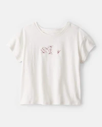 Girls Good Luck Charm Cotton Short-Sleeve Graphic Tee - White